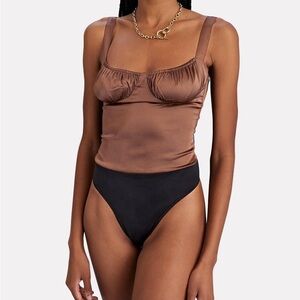 Ruched Cup Satin Tank Bodysuit